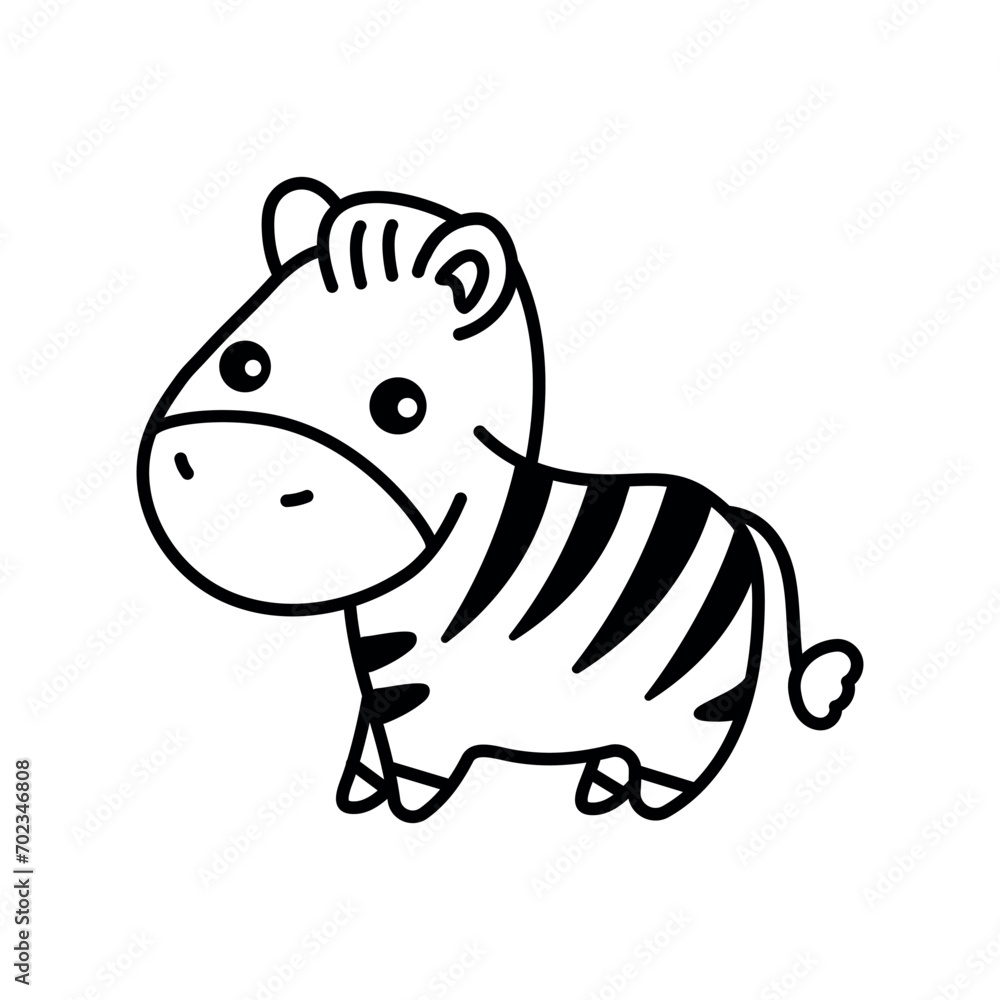Zebra color element. Hand drawn animals.