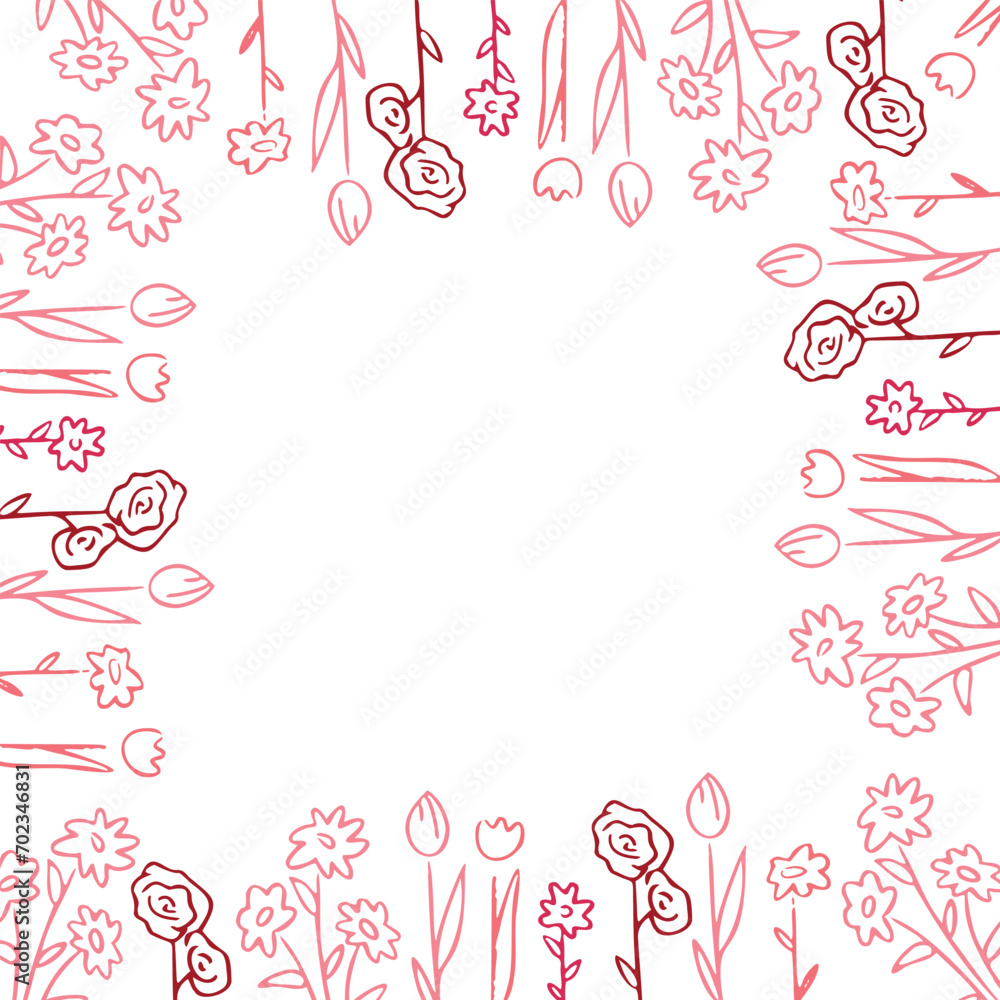Decorative floral wreath. Frame from flowers. Vector illustration