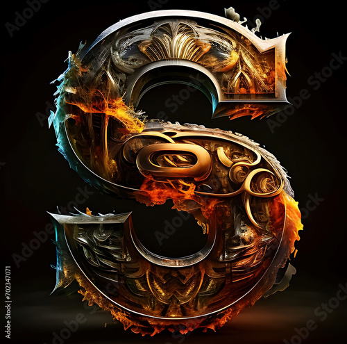 3d golden Letter S - Logo 