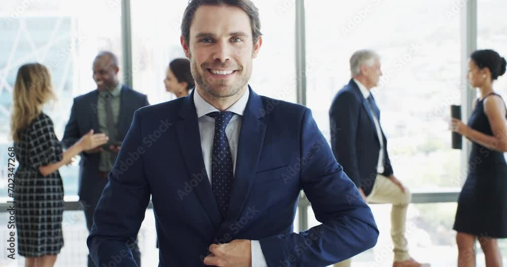 Happy, smile and face of businessman in the office with leadership and management attitude. Confident, legal career and portrait of professional attorney manager from Canada with team in workplace. Happy, smile and face of businessman in the office with leadership and management attitude. Confident, legal career and portrait of professional attorney manager from Canada with team in workplace.