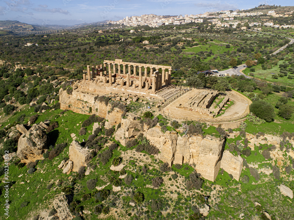Temple of Juno located in the park of the Valley of the Temples in Agrigento, Sicily, Italy 