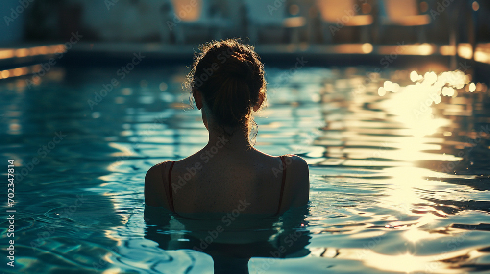 person relaxing in the pool