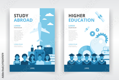 Poster, flyer, or report cover templates for announcements or promotional needs in study abroad and higher education programs photo