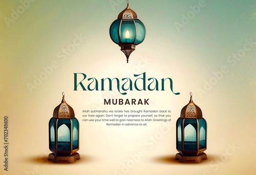Happy Ramadan Kareem lantern and crescent moon card design. islamic greeting Eid Mubarak card
