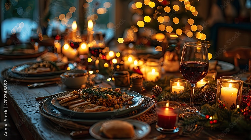 Christmas Table Holiday Dinner Concept Selective, Background HD, Illustrations