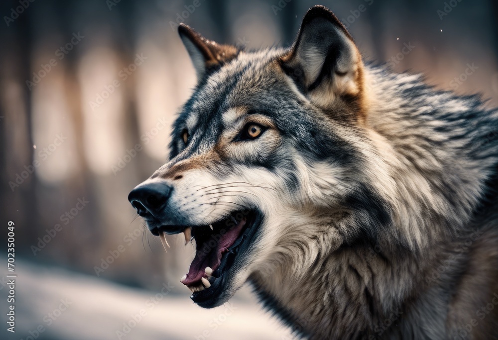 Obraz premium Silent shadows, wolves roam, their eerie howls piercing the frigid night.