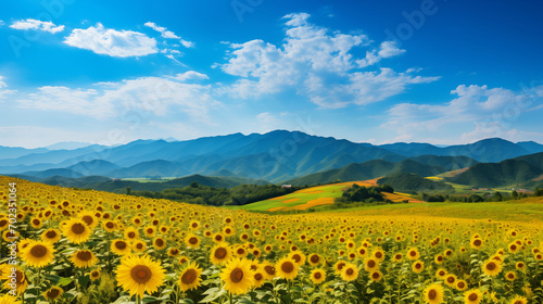 Golden Fields: Capturing the Beauty of a Sunflower Landscape in Daylight