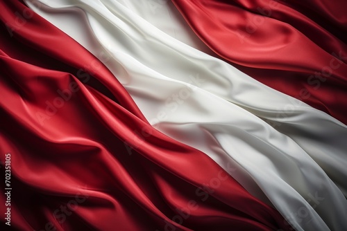 Poland independence day concept waving flag of poland with copy space on fabric texture background