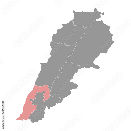 South Governorate map  administrative division of Lebanon. Vector illustration.