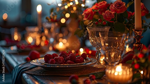 Festive Table Setting St Valentine Day, Background HD, Illustrations