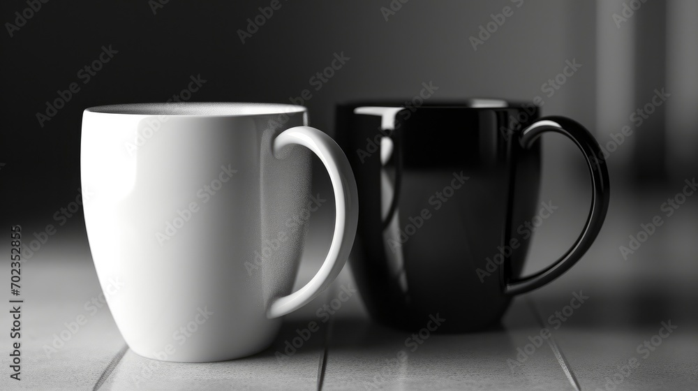 Obraz premium Black and white coffee cup