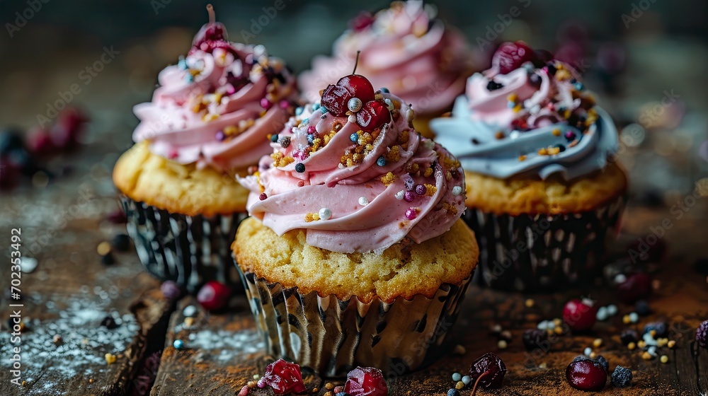 Flat Lay Composition Delicious Birthday Cupcakes, Background HD, Illustrations Flat Lay Composition Delicious Birthday Cupcakes, Background HD, Illustrations