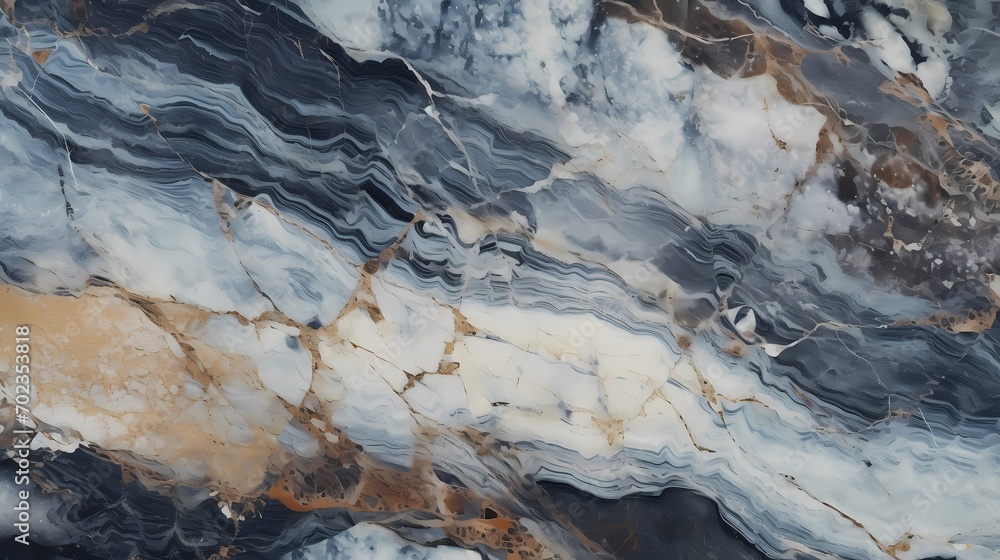 Zooming in, the camera captures the elegance of a marble surface, turning it into an abstract masterpiece of texture and color.