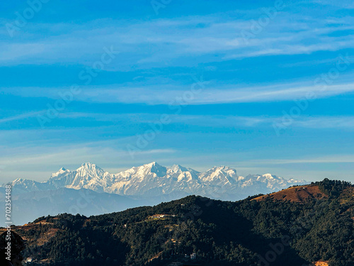 Snowy mountains in Layers in Kathmandu, Nepal