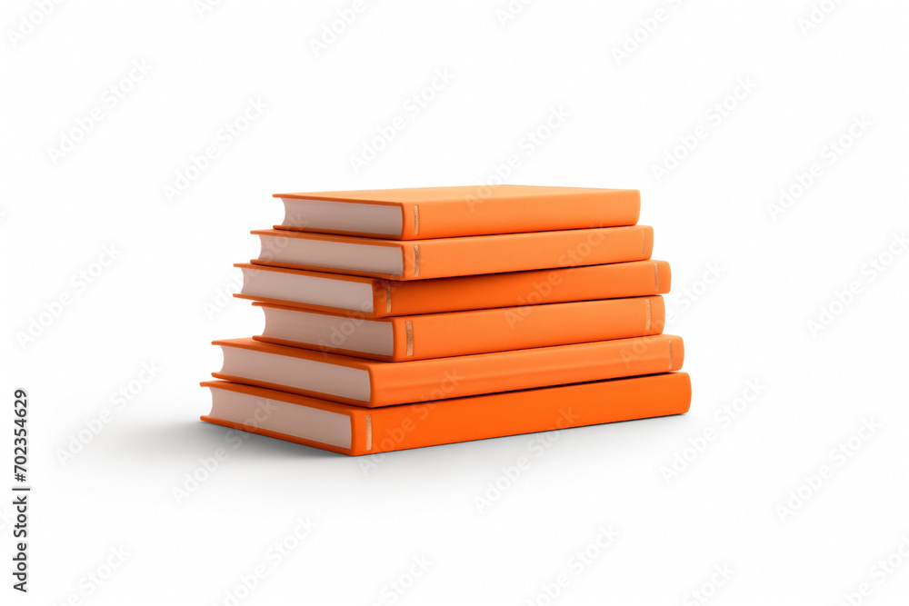 Obraz premium books orange, thick identical, stack, side view, isolated on white background