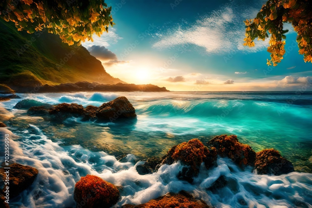 Naklejka premium tropical island in the ocean