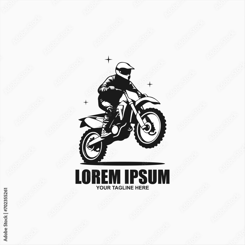 Motocross Freestyle Logo Badge with forest and mountain symbol vector Motocross Freestyle Logo Badge with forest and mountain symbol vector