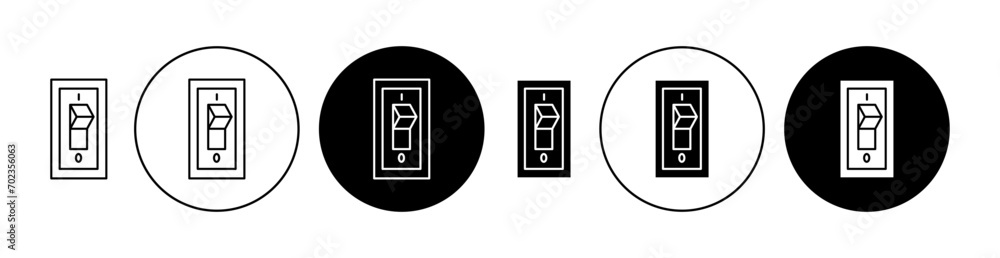 Electric Switch vector illustration set. Light Turn On and Off Electricity Button Sign in suitable for apps and websites UI design style.