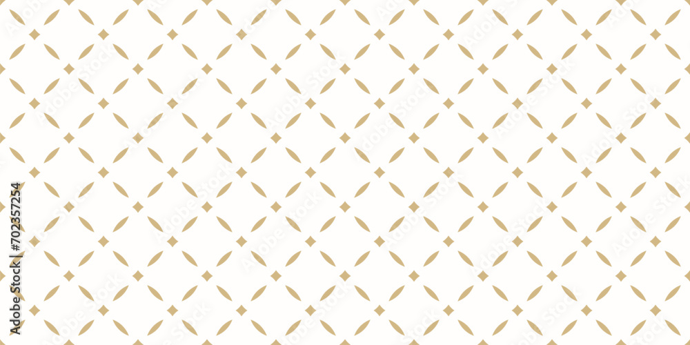 Vector golden abstract geometric seamless pattern in oriental style. Luxury minimal background. Simple graphic ornament. Subtle elegant repeated gold texture with diamonds, mesh, grid, lattice, net