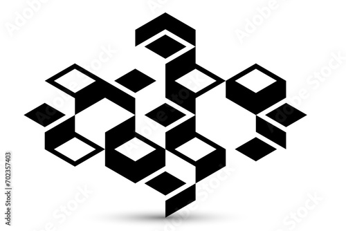 Isometric 3D cubes vector abstract background, geometric abstraction art modern architecture city buildings theme, cubic shapes and forms composition lowpoly style.
