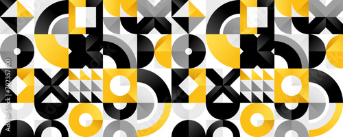Seamless vector abstract background in yellow color, geometric seamless pattern, tiling endless wallpaper with geometrical shapes structure.