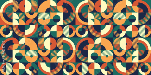 Seamless vector abstract background, geometric seamless pattern, tiling endless wallpaper with geometrical shapes structure in ethnic colors.