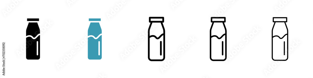 Dairy Beverage Container vector icon set. Lactose-Free Milk Bottle vector symbol for UI design.