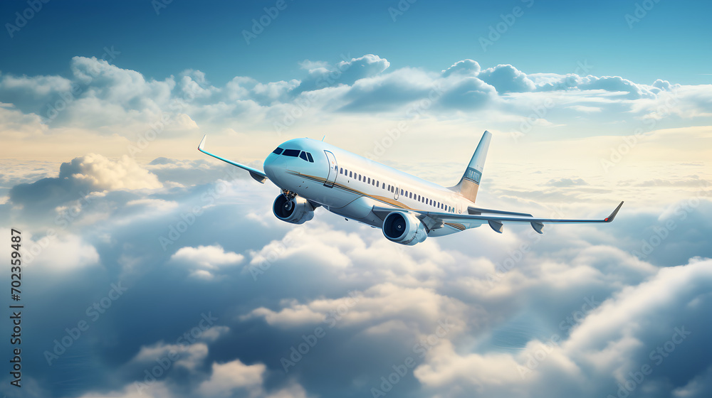 Airplane flying in the sky above the clouds Airplane flying in the sky above the clouds
