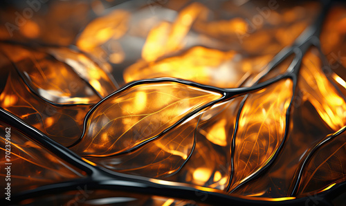 Abstract transparent leaves illuminated by sunlight.