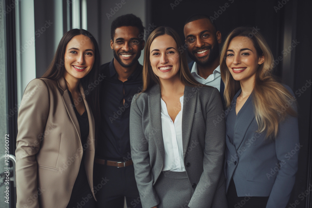 Portrait of Modern multi ethnic business team standing and looking at camera Portrait of Modern multi ethnic business team standing and looking at camera