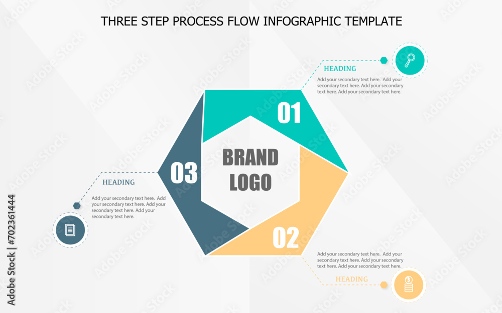Simple three step Hexagon infographic template design
