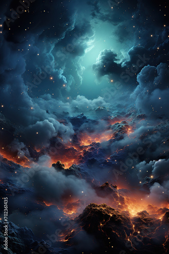 Celestial Symphony, view of clouds in the sky at night, colorful clouds