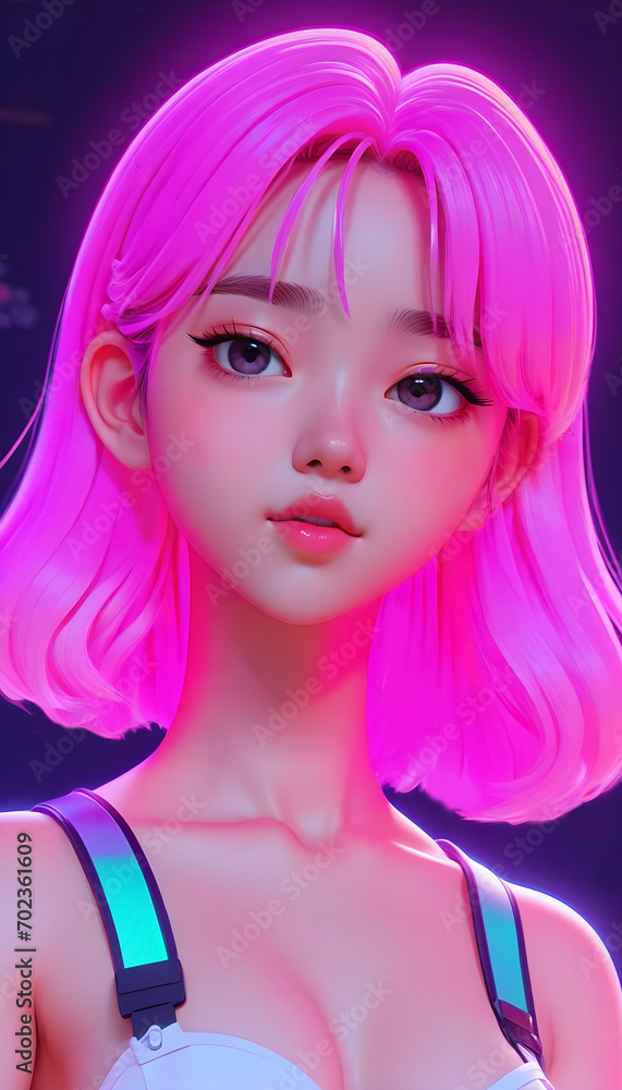 Hand drawn cyberpunk style beautiful and cute cartoon anime girl illustration
Hand drawn cyberpunk style beautiful and cute cartoon anime girl illustration