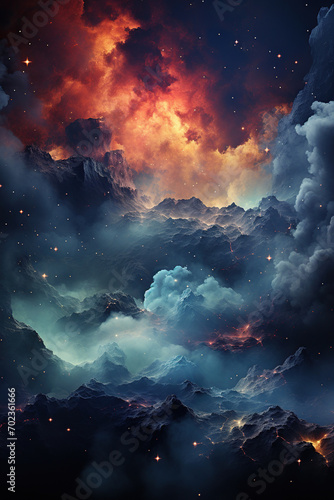 Celestial Symphony, view of clouds in the sky at night, colorful clouds