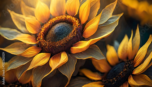 Piękne, kolorowe Słoneczniki, tapeta, dekoracja, abstrakcja. Generative AI photo