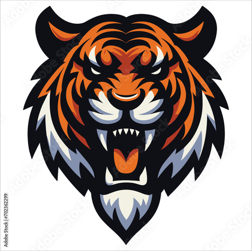 Fototapeta Naklejka Na Ścianę i Meble -  tiger head , tiger face, Fierce tiger head illustration vector