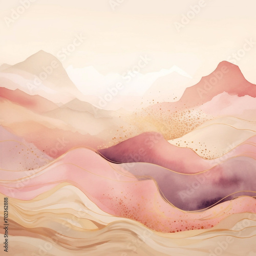Abstract hand painted watercolor landscape background modern pastel coloured texture. Fun and creative colourful background for greeting cards  banners and social media