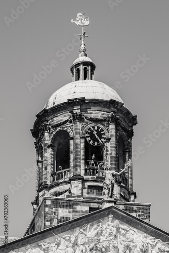 An architectural element of the Royal Palace in Amsterdam, Netherlands.