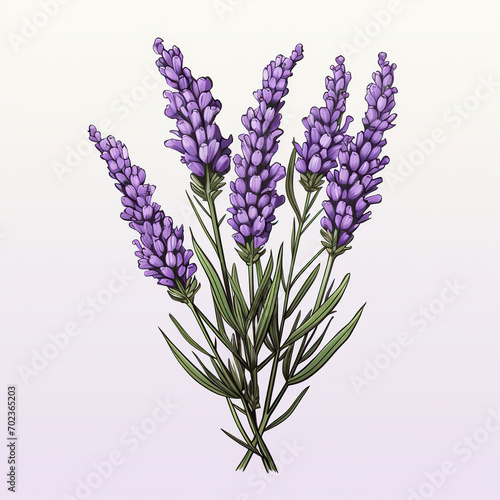 Beautiful Lavender Bouquet  Watercolor Botanical Illustration