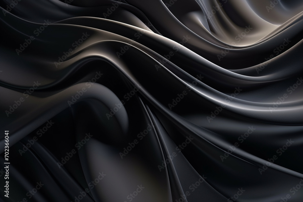 Fototapeta premium Black Fabric in Wavy Bokeh Abstract Background