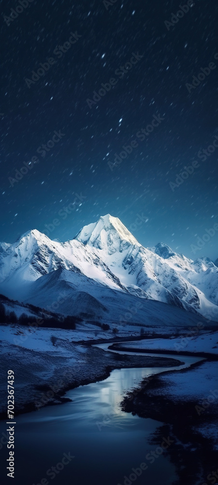 Starry Night over Majestic Peaks Starry Night over Majestic Peaks