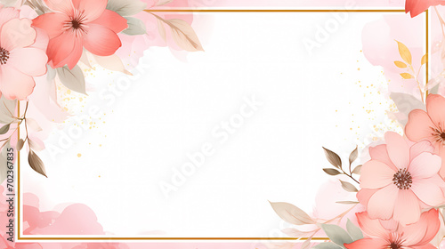 Floral frame with watercolor flowers  decorative flower background pattern  watercolor floral border background