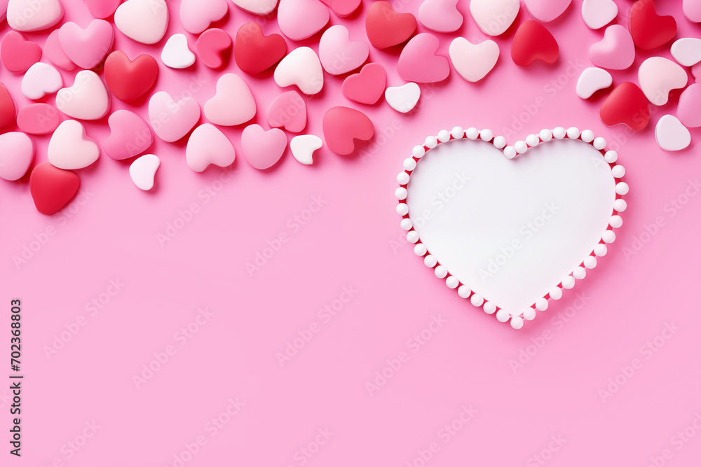 Valentines day background, pink background with white space for text mock up in the center