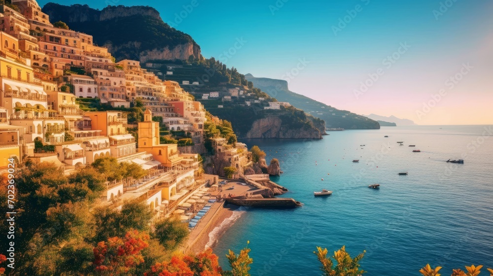 Amalfi coast Italy experience the dramatic cliffsien. AI generater