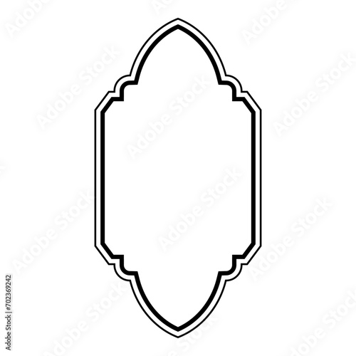 Islamic Vertical Frame Design double lines Outline Linear Black Stroke silhouettes Design pictogram symbol visual illustration