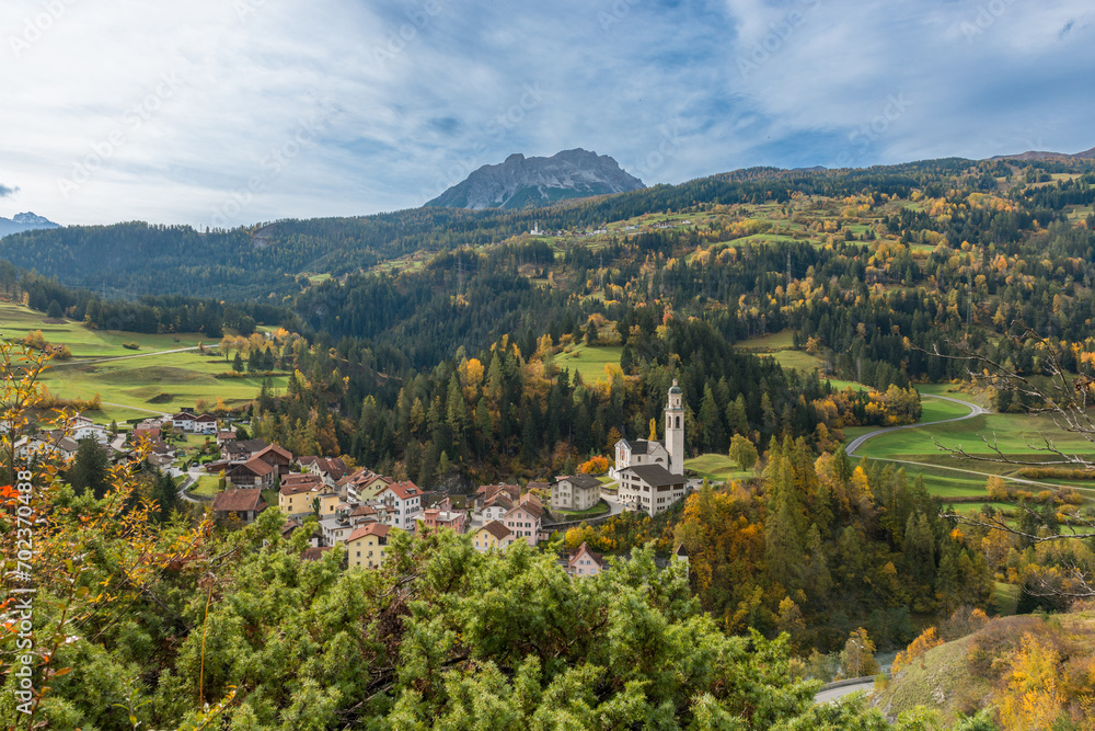 Village of Village of Albula Alvra, Tiefencastel, Canton Graubünden, Switzerland