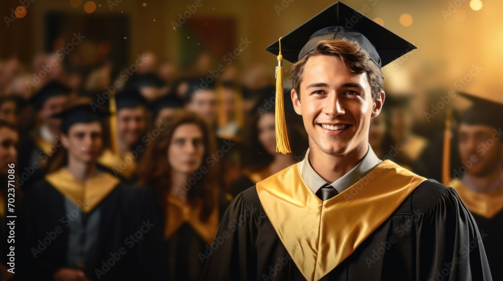 Obraz premium The happiness of students at a graduation ceremony in college