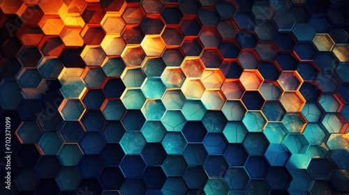 Digital hexagon abstract background view from above