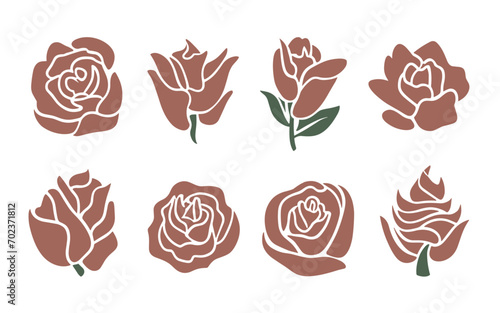 Abstract rose flowers vector clipart. Spring illustration.