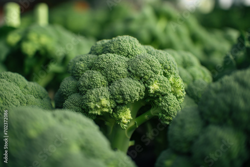 Close up freshly broccoli from farm background